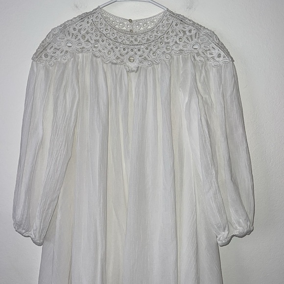 Isabel Etoile Marant Rita Asymmetric Embroidered White Sheer Dress Size 36 - Picture 3 of 11